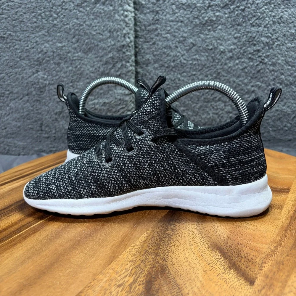 Adidas Cloudfoam Pure Womens Black White Knit Running Shoes DB0694 Size 6